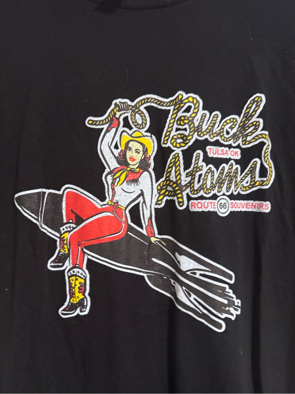 t shirt men Black XL Cowgirl Western Buck Atoms Comfy Tee Shirt Vintage Style Xl